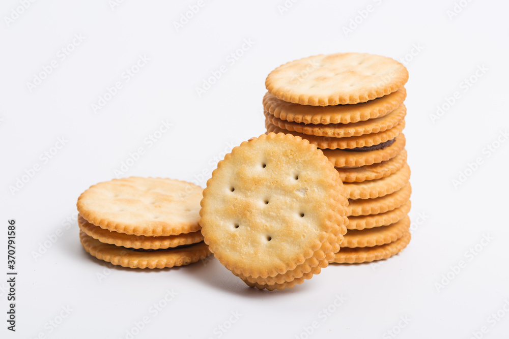 Cream sandwich biscuits on white background Cream sandwich biscuits on white background