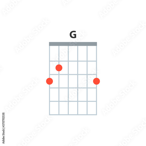 G guitar chord icon. Basic guitar chords vector isolated on white. Guitar lesson illustration.