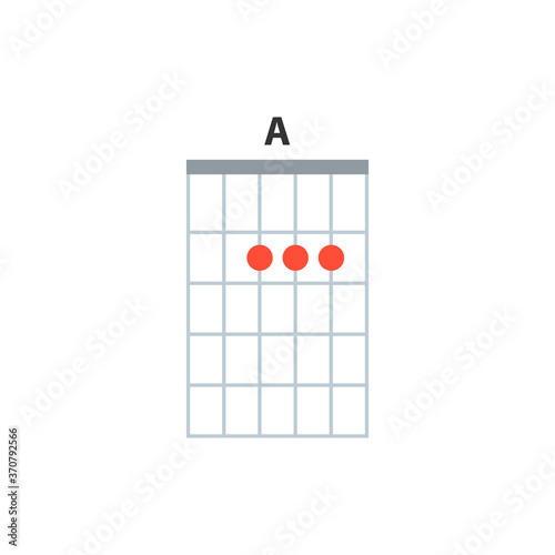 A guitar chord icon. Basic guitar chords vector isolated on white. Guitar lesson illustration.