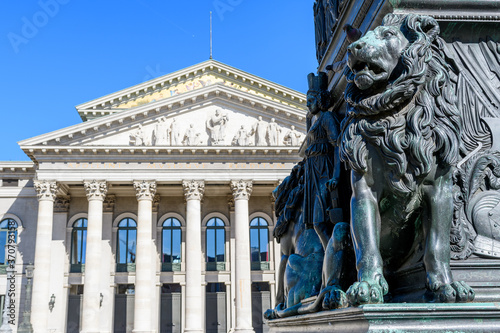 Bavarian lion at the Max Joseph monument in Munich