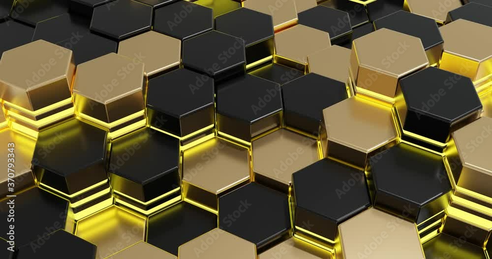 Hexagon geometric shapes. Wave movement.Seamless loop 4K motion graphics