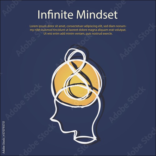 infinite mindset concept,Lifelong learning,Brain development creativity idea,about the ways to Build a Growth Mindset and good Attitude,Vector illustration.