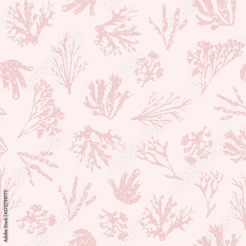 Sweet vector repeat pattern with pink hand drawn corals