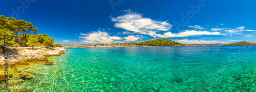Panoramic view of Adriatic coast near the Rogoznica village, a popular tourist destination on the Dalmatian coast of Adriatic sea in Croatia, Europe.