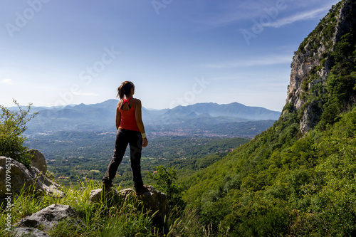 hiker on the top of a mountain in Partenio park © ciroorabona