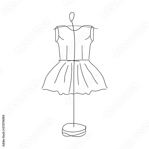 Vector sketch of a woman's dress. Drawn by hand. Simple background.