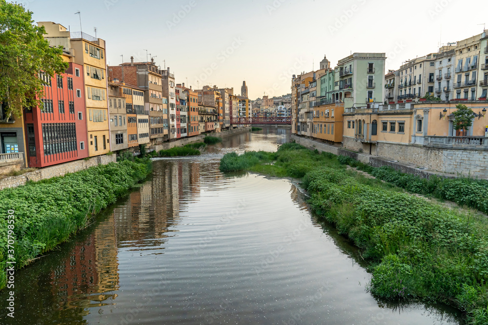 Views of the old town of Girona and the river Onyar.
