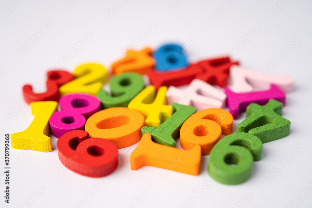 Math Number colorful on white background, education study mathematics learning teach concept. Math Number colorful on white background, education study mathematics learning teach concept.