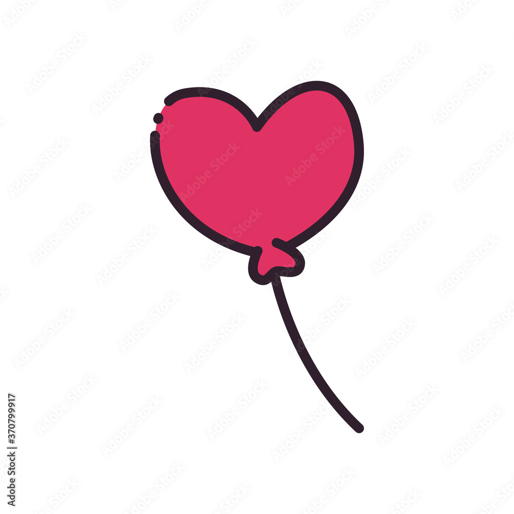 party heart balloon line and fill style icon vector design
