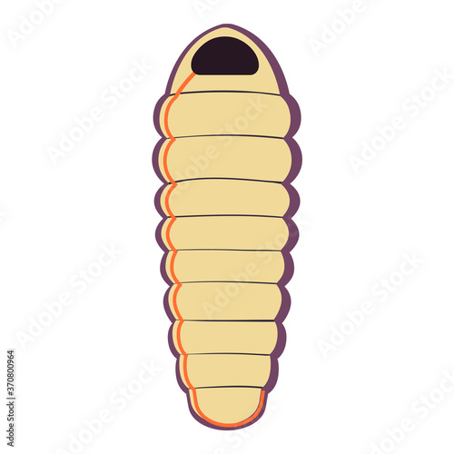Yellow camping sleeping bag for hiking. Vector illustration.