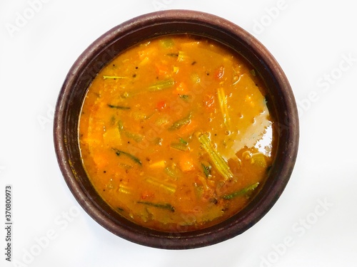 South Indian Kerala special curry Sambar in clay pot