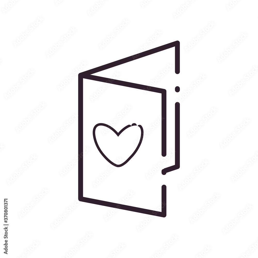 Love card with heart line style icon vector design Love card with heart line style icon vector design