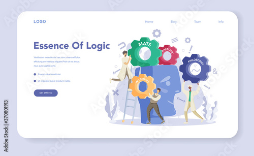 Essence of logic web banner or landing page set. Scientist