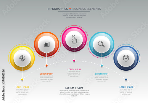 Vector elements for infographic. presentation and chart. steps or processes. options number workflow template design.5 step.