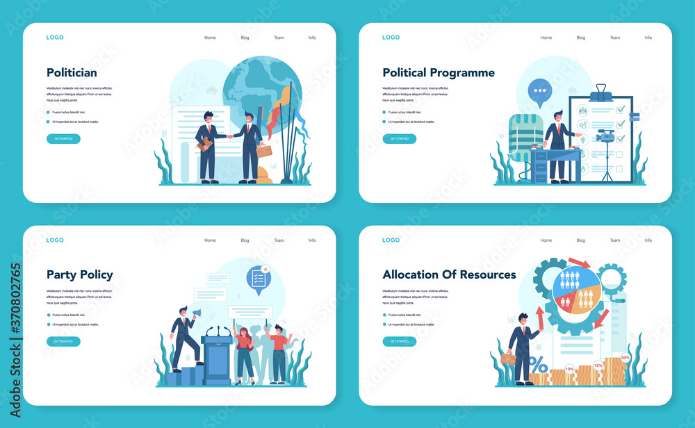 Politician web banner or landing page set. Idea of election Politician web banner or landing page set. Idea of election