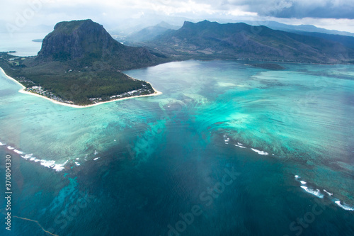  Underwater waterfall Mauritius from Air