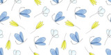Watercolor seamless floral pattern wiyh butterflies and flowers in vintage style for fabrics, paper, textile, gift wrap isolated on white background