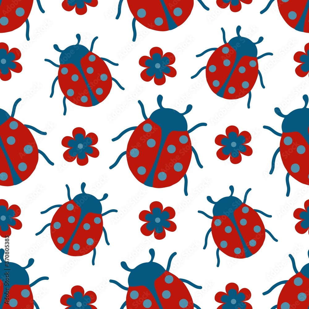 Fototapeta premium Vector seamless pattern from ladybug.