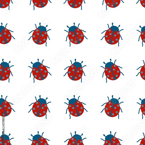 Vector seamless pattern of ladybug.