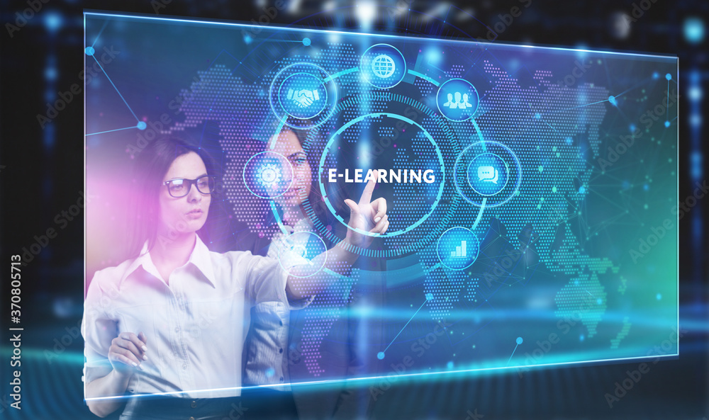 Business, Technology, Internet and network concept. Young businessman working on a virtual screen of the future and sees the inscription: Business, Technology, Internet and network concept. Young businessman working on a virtual screen of the future and sees the inscription: