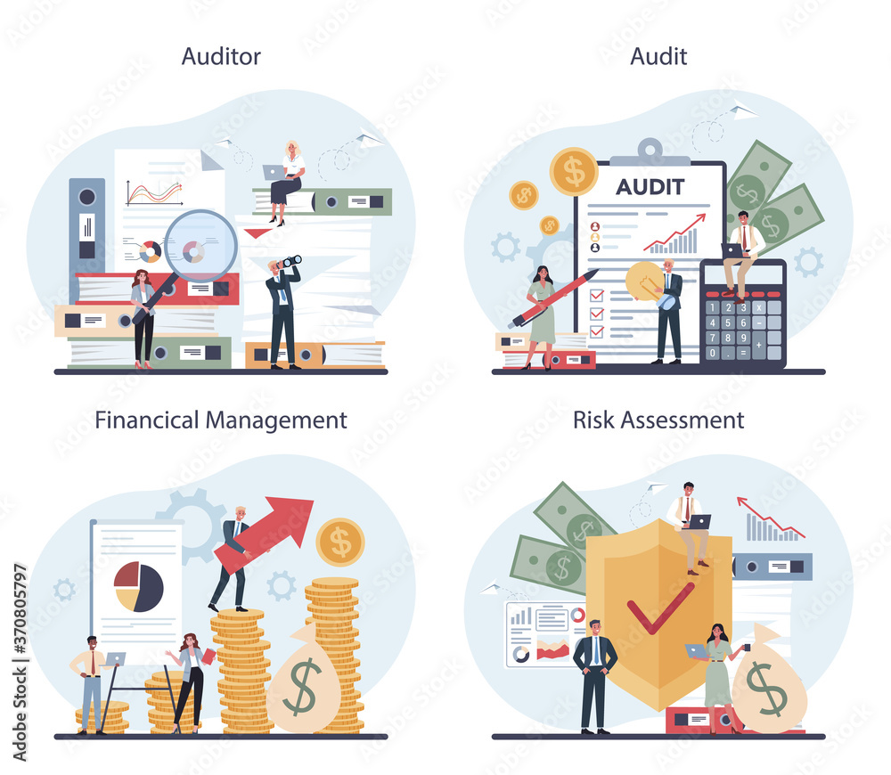Audit concept set. Business operation research and analysis.