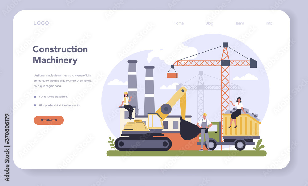 Construction and engineering industry web banner or landing page. Construction and engineering industry web banner or landing page.