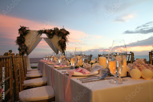 Decoration wedding setup at Phuket and Ceremony decoration on beach and garden