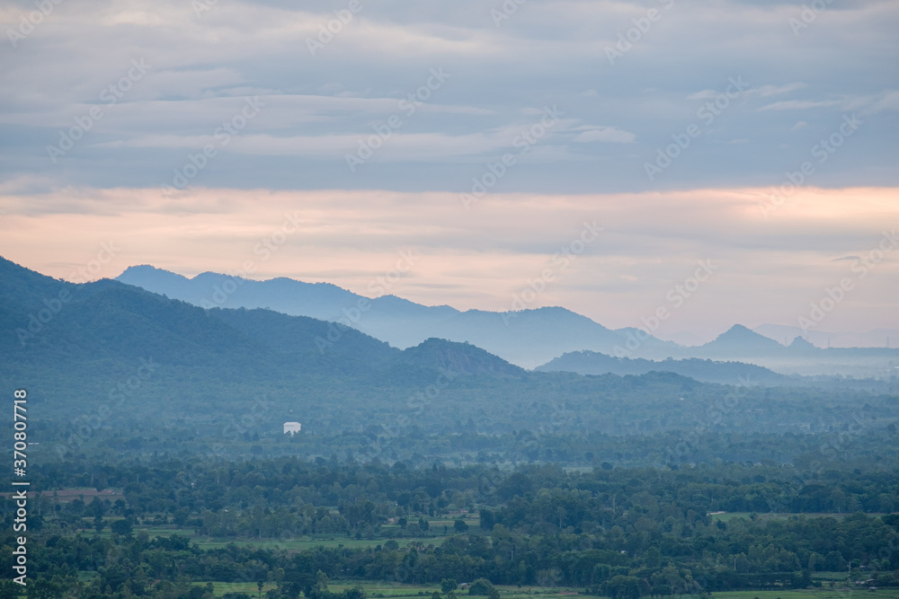 Fototapeta premium Rice fields in the rainy season in northern Thailand.