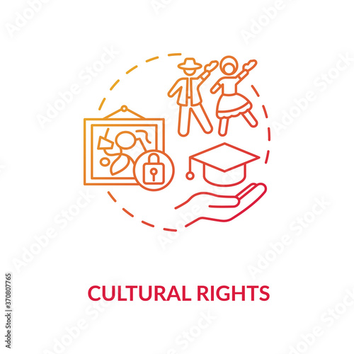 Cultural rights concept icon. Cultural heritage protection idea thin line illustration. Science and culture. Equal nationality rights. Human rights. Vector isolated outline RGB color drawing