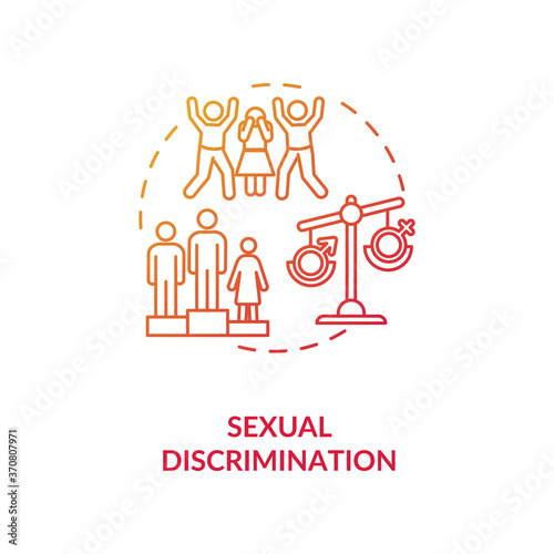 Sexual discrimination concept icon. Sexual prejudice and school bullying idea thin line illustration. Gender based mistreatment. Human rights. Vector isolated outline RGB color drawing