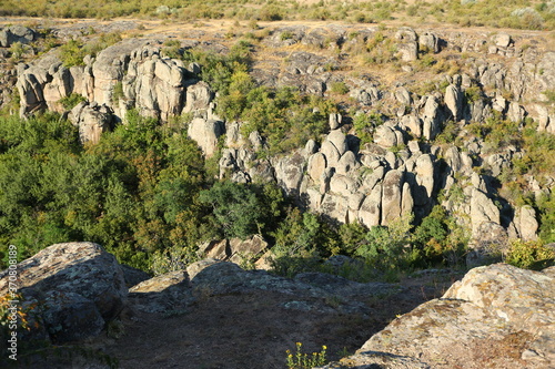 Foto Picturesque sunset aerial landscape of Aktove Canyon, Mykolaiv region, Ukraine