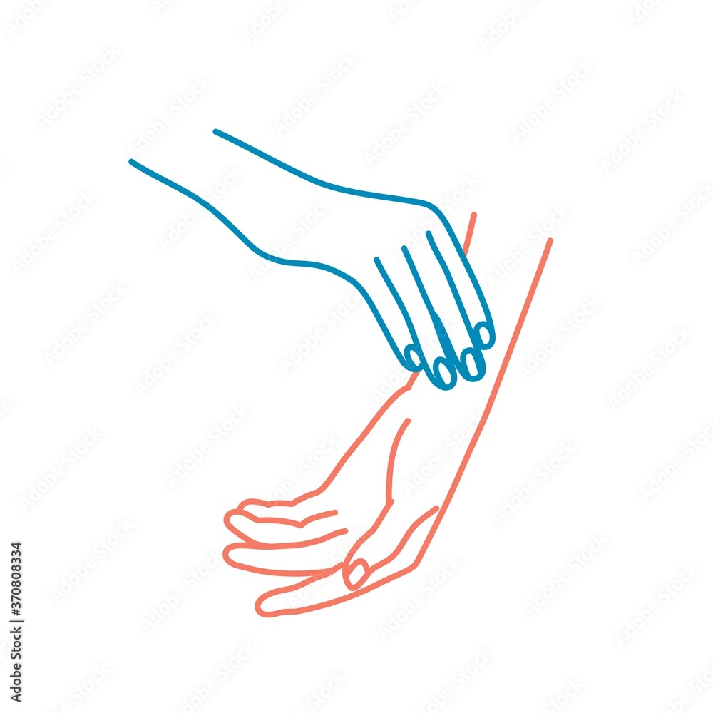 Female hands, applying cream. Line drawing vector illustration. Female hands, applying cream. Line drawing vector illustration.