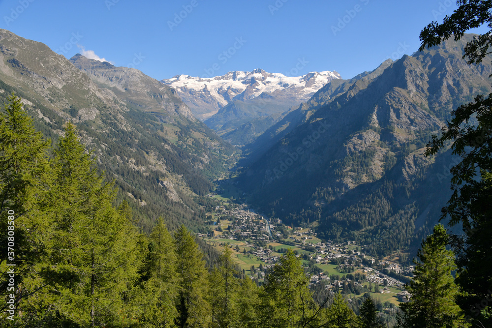 Panorama from the top of Gressoney with Monte Rosa in the background