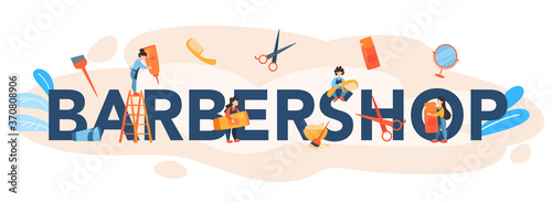 Barbershop typographic header concept. Idea of hair care in salon.