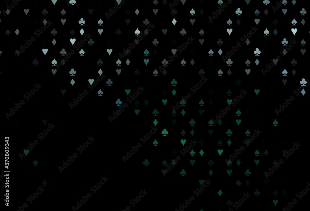 Dark Green vector texture with playing cards.