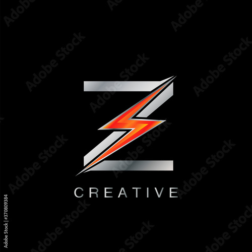 Z Letter Logo  Abstract Techno Thunder Bolt Vector Design.
