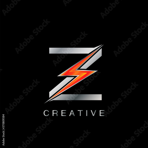 Z Letter Logo, Abstract Techno Thunder Bolt Vector Design.