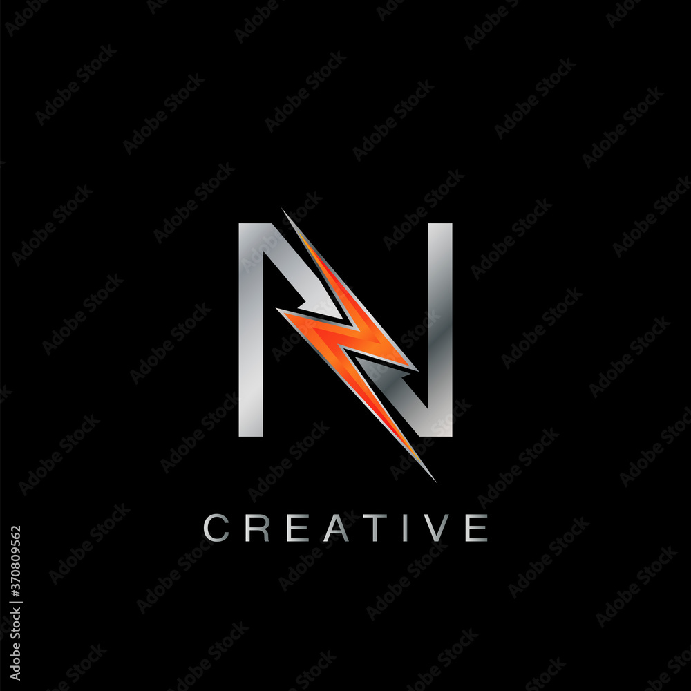 N Letter Logo, Abstract Techno Thunder Bolt Vector Design. N Letter Logo, Abstract Techno Thunder Bolt Vector Design.