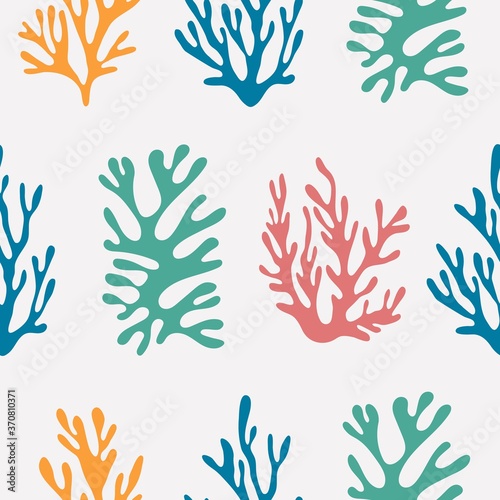 Hand drawn seamless pattern. Abstract organic shapes endless background, coral scribbles contemporary style. Vector illustration