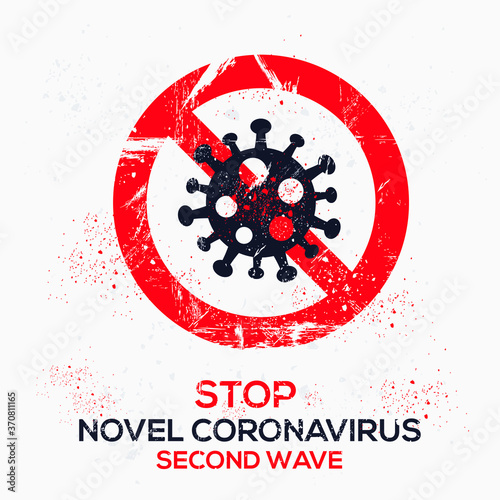 Warning sign (coronavirus second wave), vector illustration.	