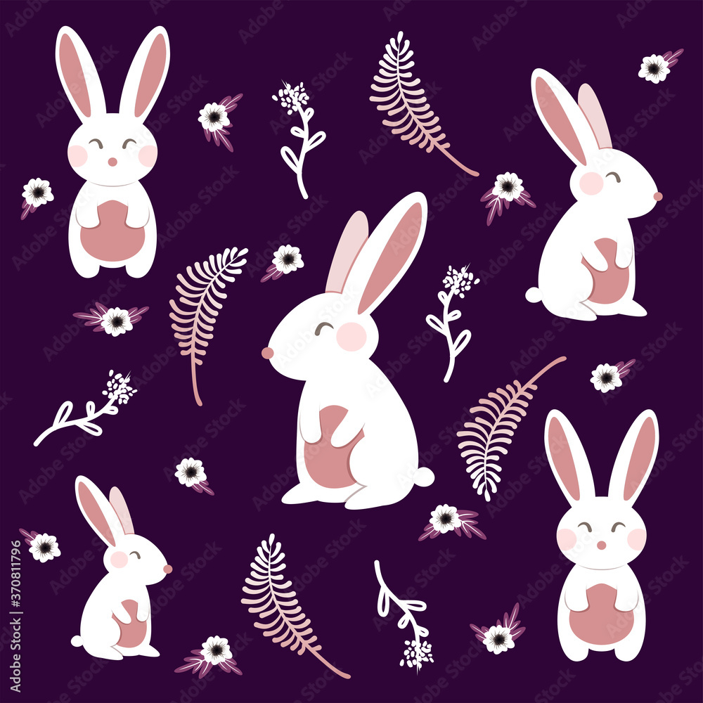 Cute rabbits in flowers Cute rabbits in flowers