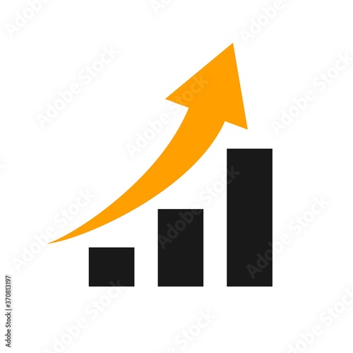 financial growth rise flat vector image on white background, arrow up