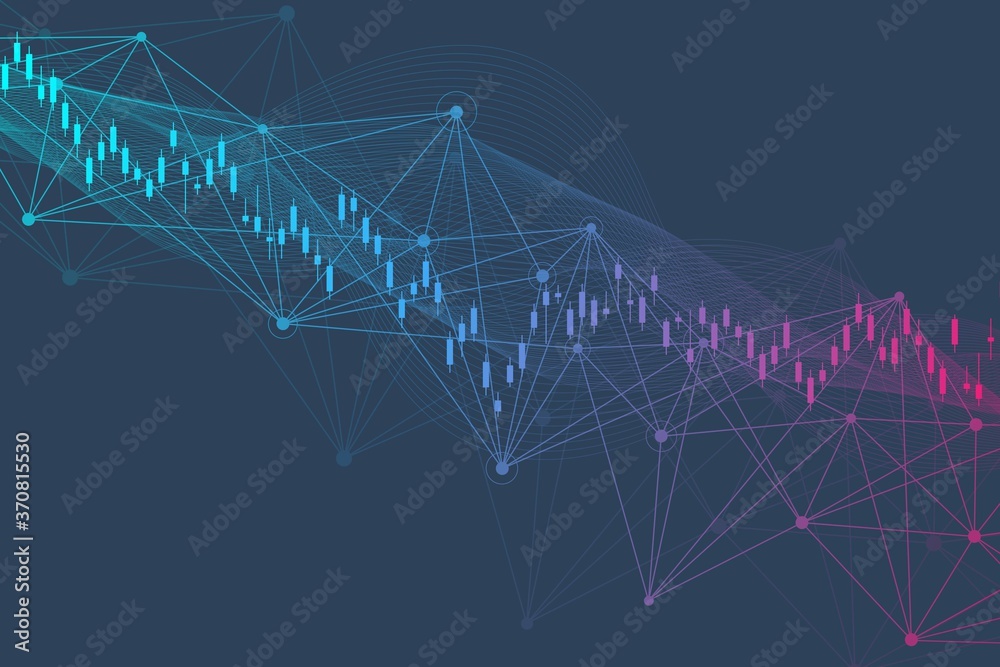 Naklejka premium Stock market or forex trading graph. Chart in financial market vector illustration Abstract finance background.