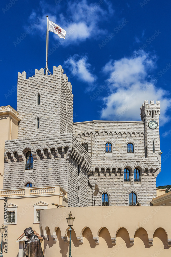 Prince's Palace of Monaco is official residence of Prince of Monaco, built in 1191 as a Genoese fortress. Principality of Monaco is a sovereign city-state, located on French Riviera in Western Europe.