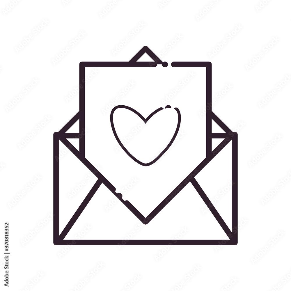 Love card with heart line style icon vector design Love card with heart line style icon vector design