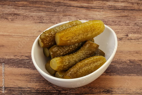Pickled cucumbers in the plate