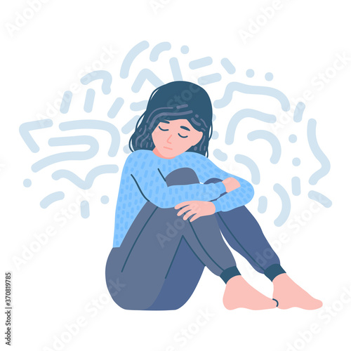 mental disorder. Depression woman. Girl confused. Teen in stressful situation. teenager problem