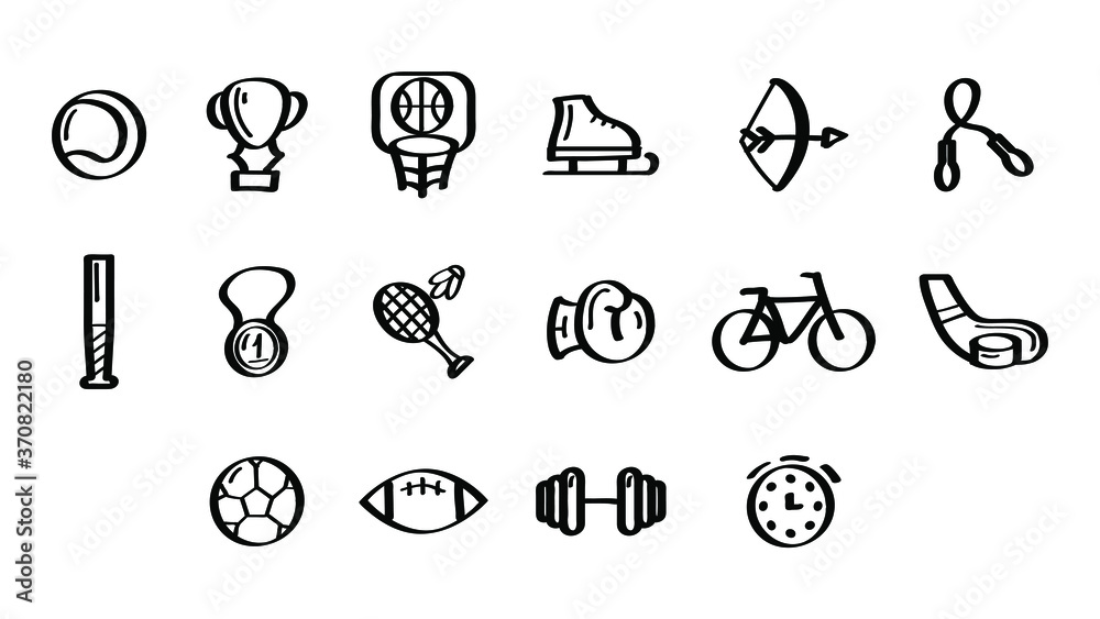 Set Abstract Doodle Elements Hand Drawn Collection Sport Hockey Dumbbell Cup Bicycle Medal Sketch Vector Design Style Background Healthy Lifestyle Fitness Illustration Set Abstract Doodle Elements Hand Drawn Collection Sport Hockey Dumbbell Cup Bicycle Medal Sketch Vector Design Style Background Healthy Lifestyle Fitness Illustration