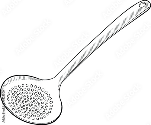 Skimmer on white background
Slotted spoon on white background. Vector illustration
