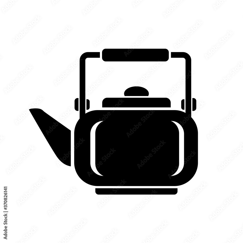 Obraz premium Teapot steel vector icon simple black style. Laconic simple design for the application. Ideal for hot liquids